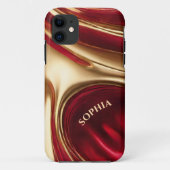 Coques Case-Mate iPhone Flux Abstrait Art-Rouge et or (Dos)