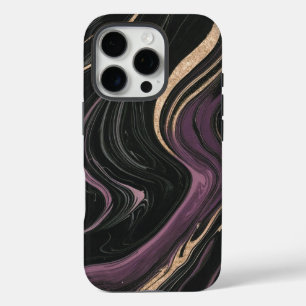 Coques iPhone 16 Pro Flux de sortie Marbre foncé et veines or
