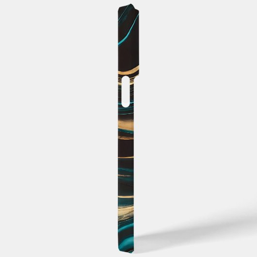 Coques Case-Mate iPhone Flux Turquoise et Abstrait or élégant (Verso / Droite)