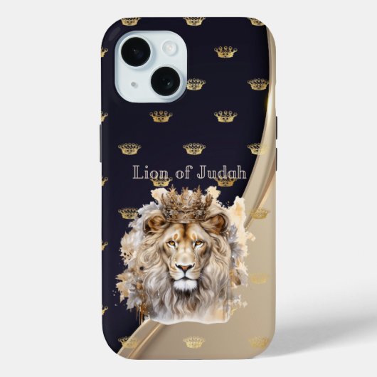 Coques Case-Mate iPhone Foi Chic Lion de Juda Beige Navy Or Couronnes (Verso)