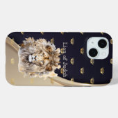 Coques Case-Mate iPhone Foi Chic Lion de Juda Beige Navy Or Couronnes (Verso (horizontal))