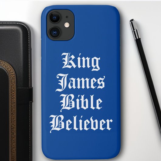 Coques Case-Mate iPhone Foi chrétienne Bleue King James Bible Belith