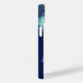 Coques Case-Mate iPhone Foil Torquoise Floral Navy Blue Script Monogramme (Verso / Droite)