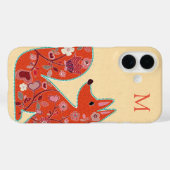 Coques Case-Mate iPhone Folk Art Flower Motif Fox personnalisé (Verso (horizontal))