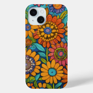 Coque Pour iPhone 15 Folk Bloom Harmony Art