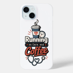 Coque Pour iPhone 15 Fonctionne à l'attention et au café Cadeau drôle