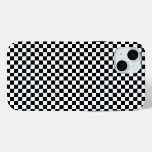 Coque iPhone 15 Mini Fond à damier noir et blanc noir
