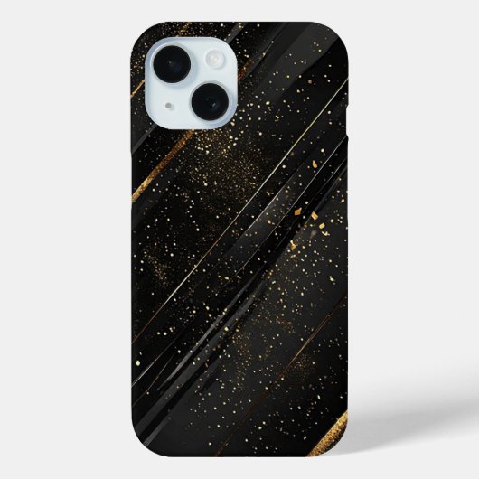 Coques Case-Mate iPhone Fond Abstrait Élégant Noir et Or (Verso)