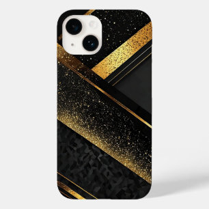 Coque Pour iPhone 14 Fond abstrait noir et or élégant