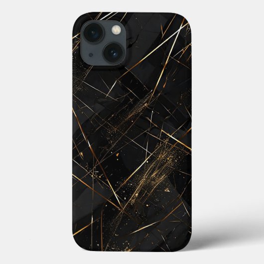 Coques Case-Mate iPhone Fond abstrait noir et or élégant (Verso)