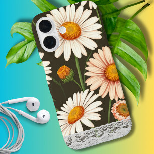 Coques iPhone 16 Fond adorable d'art raffiné de marguerite avec den