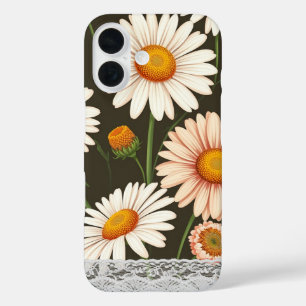 Coques iPhone 16 Fond adorable d'art raffiné de marguerite avec den