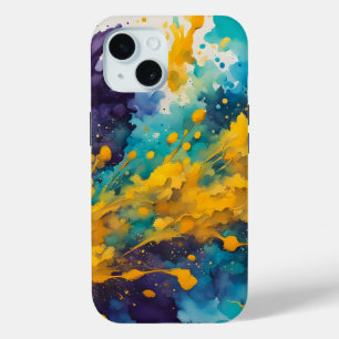 Coque Pour iPhone 15 Fond de éclaboussures d'aquarelle