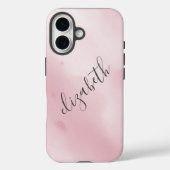 Coques Case-Mate iPhone Fond d'éclaboussure de lavis aquarelle rose Monogr (Verso)
