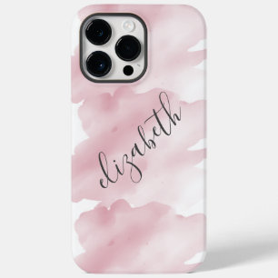 Coque Pour Pour iPhone 14 Pro Max Fond d'éclaboussure de lavis aquarelle rose Monogr