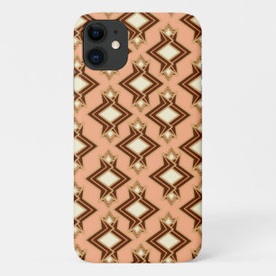 Coque Case-Mate Pour iPhone Fond d'écran Art Déco Motif, corail et Brown