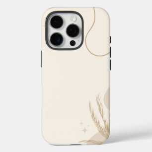 Coques iPhone 16 Pro Fond Linktree Floral Esthétique Marron Beige  