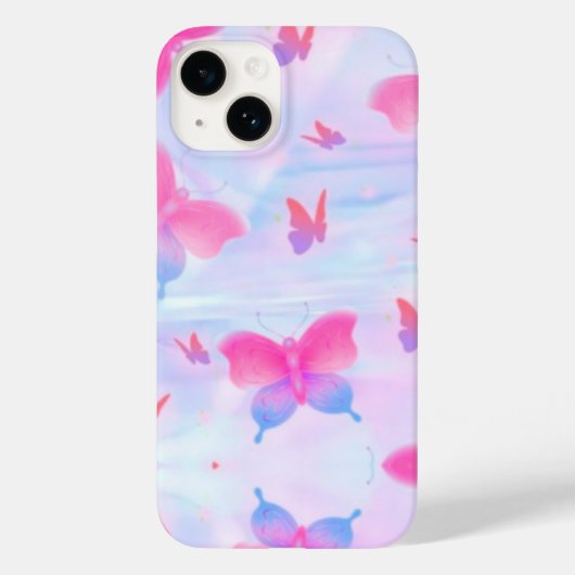 Coques Case-Mate iPhone Fond papillon rose et violet rêveur (Verso)