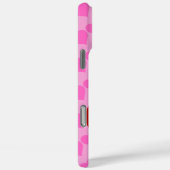 Coques Case-Mate iPhone Fond rose avec coeurs rouges et deux cerises (Verso / Droite)