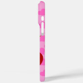 Coques Case-Mate iPhone Fond rose avec coeurs rouges et deux cerises (Verso / Gauche)