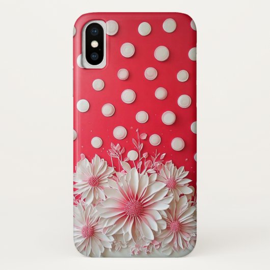 Coques Case-Mate iPhone Fond rouge et motif à pois (Dos)