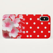 Coques Case-Mate iPhone Fond rouge et motif à pois (Dos (Horizontal))