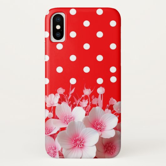 Coques Case-Mate iPhone Fond rouge et motif à pois (Dos)