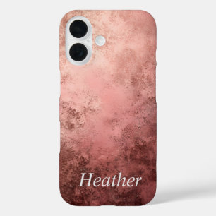 Coques iPhone 16 Fond texturé or rose