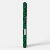 Coques Case-Mate iPhone Fond vert foncé avec feuilles botaniques sarcelle (Verso / Droite)