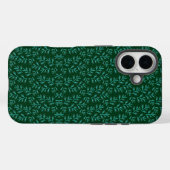 Coques Case-Mate iPhone Fond vert foncé avec feuilles botaniques sarcelle (Verso (horizontal))