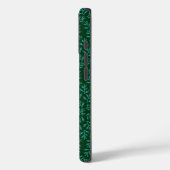 Coques Case-Mate iPhone Fond vert foncé avec feuilles botaniques sarcelle (Verso / Gauche)