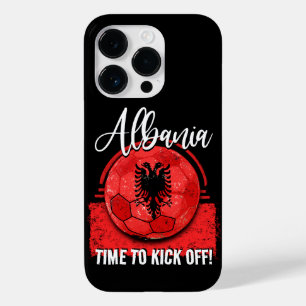 Coque Pour iPhone 14 Pro Football Albanie Drapeau, Football Vintage