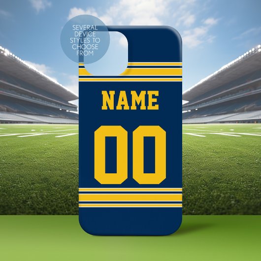Coques Case-Mate iPhone Football Jersey - Marine Gold Nom Numéro