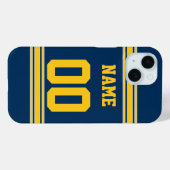 Coques Case-Mate iPhone Football Jersey - Marine Gold Nom Numéro (Verso (horizontal))