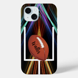 Coque Pour iPhone 15 Football sur un fond doré élégant Personnaliser