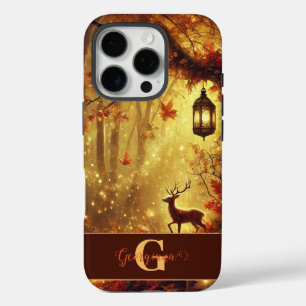 Coques iPhone 16 Pro Forêt automnale dorée personnalisée