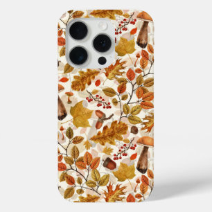 Coque iPhone 15 Pro Forêt automnale sur blanc