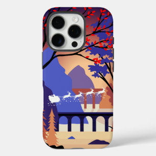 Coques iPhone 16 Pro Forêt crépusculaire Noël traîneau du Père Noël