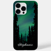 Coques Case-Mate iPhone Forêt d'aurores boréales vertes personnalisée (Verso)