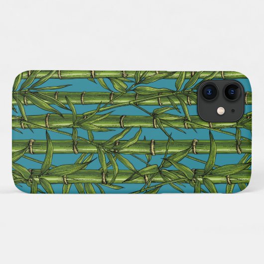 Coques Case-Mate iPhone Forêt de bambou sur bleu (Dos (Horizontal))