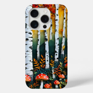 Coque iPhone 15 Pro Forêt de bois de bouleau blanc