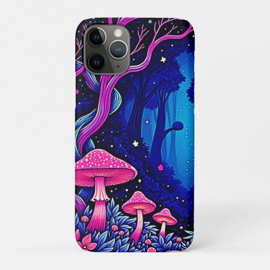 Coques Case-Mate iPhone Forêt de champignons roses néon Art (Dos)