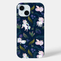 Forêt de nuit licorne magique motif sans couture