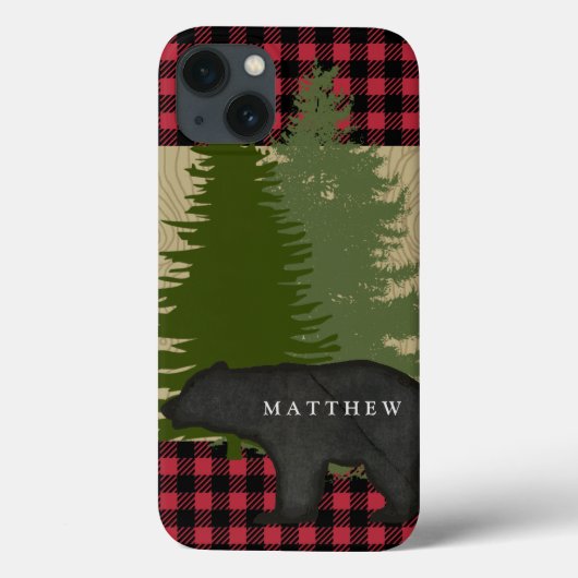 Coques Case-Mate iPhone Forêt d'ours de bison Plaid (Verso)