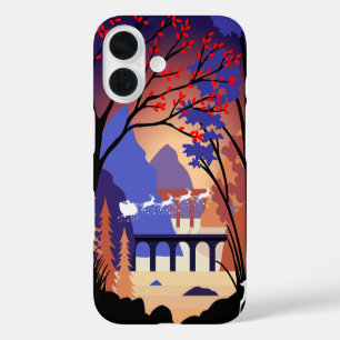 Coques iPhone 16 Forêt du Crépuscule Noël Traîneau du Père Noël