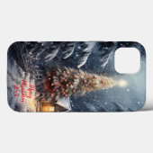 Coques Case-Mate iPhone Forêt magique Neige hiver Joyeux sapin de Noël (Verso (horizontal))