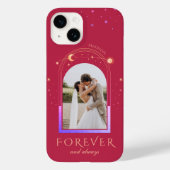 Coques Case-Mate iPhone FOREVER ET TOUJOURS Mariage Magenta Photo céleste (Verso)