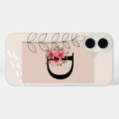 Coques Case-Mate iPhone Forme botanique Boho Rétro avec nom 1er majuscule (Verso (horizontal))