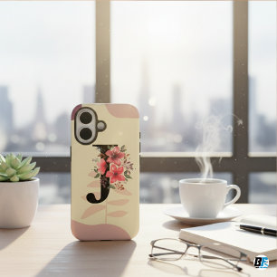 Coques iPhone 16 Forme Botanique Boho Rétro Avec Nom 1ère Majuscule