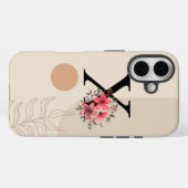 Coques Case-Mate iPhone Forme Botanique Boho Rétro Avec Nom 1re Lettre Maj (Verso (horizontal))
